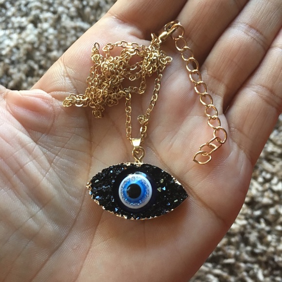 Evil Eye Druzy Necklace. - Picture 8 of 8
